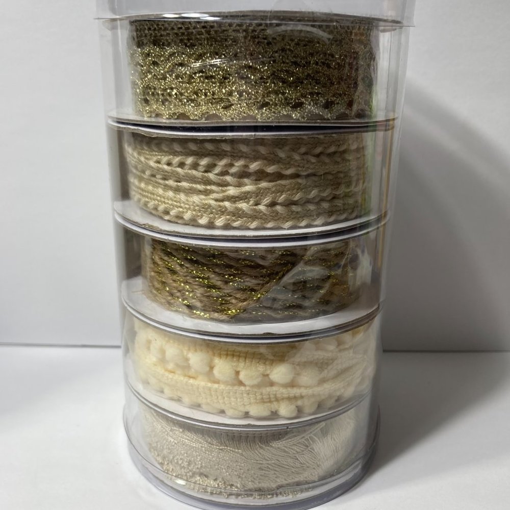 Gold Metallic Natural Color Coordinated Trim Ribbon 5 Rolls 2 Yards